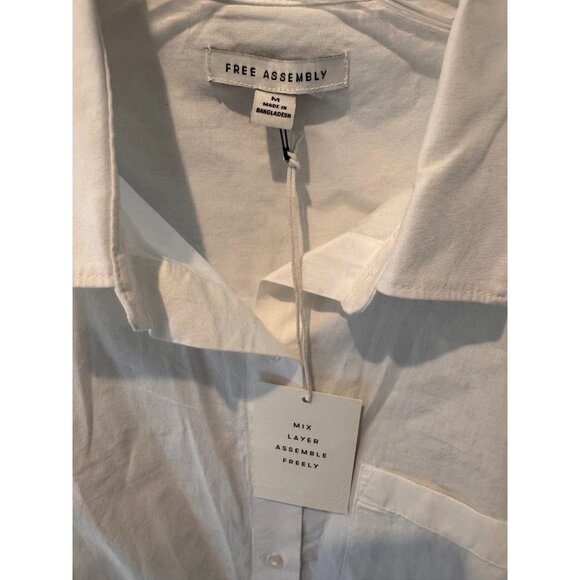 NWT Free Assembly White Cotton Button Down Tunic Shirt Womens Size Medium - Picture 6 of 9